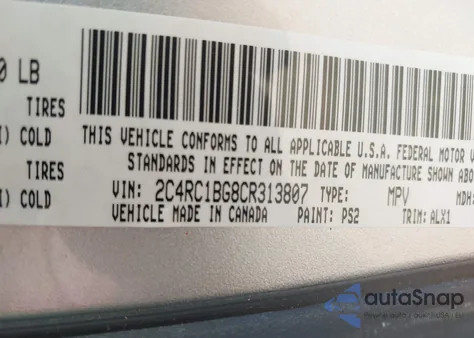 2012 Chrysler Town & Country Touring из США, поврежденный, VIN 2C4RC1BG8CR313807